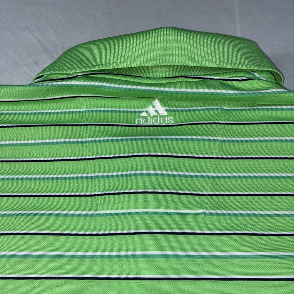 Adidas Mens US Open 2011 Congressional Golf Polo Shirt Lime Green Striped L - Picture 10 of 12